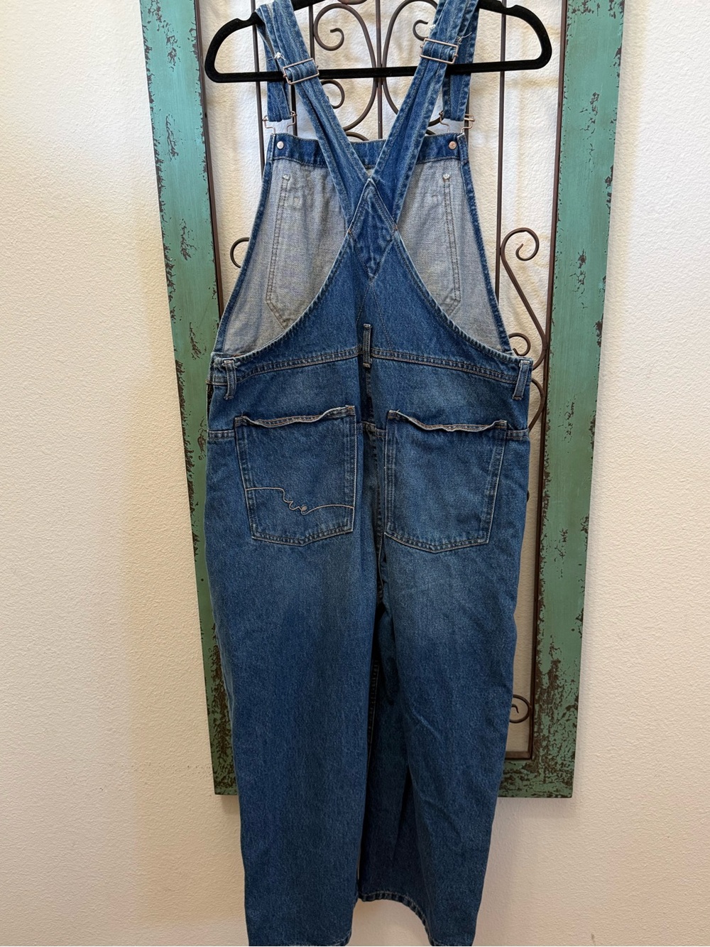 Free People We The Free Denim Overalls XL 100% Cotton Slouchy Leg - Picture 10 of 11